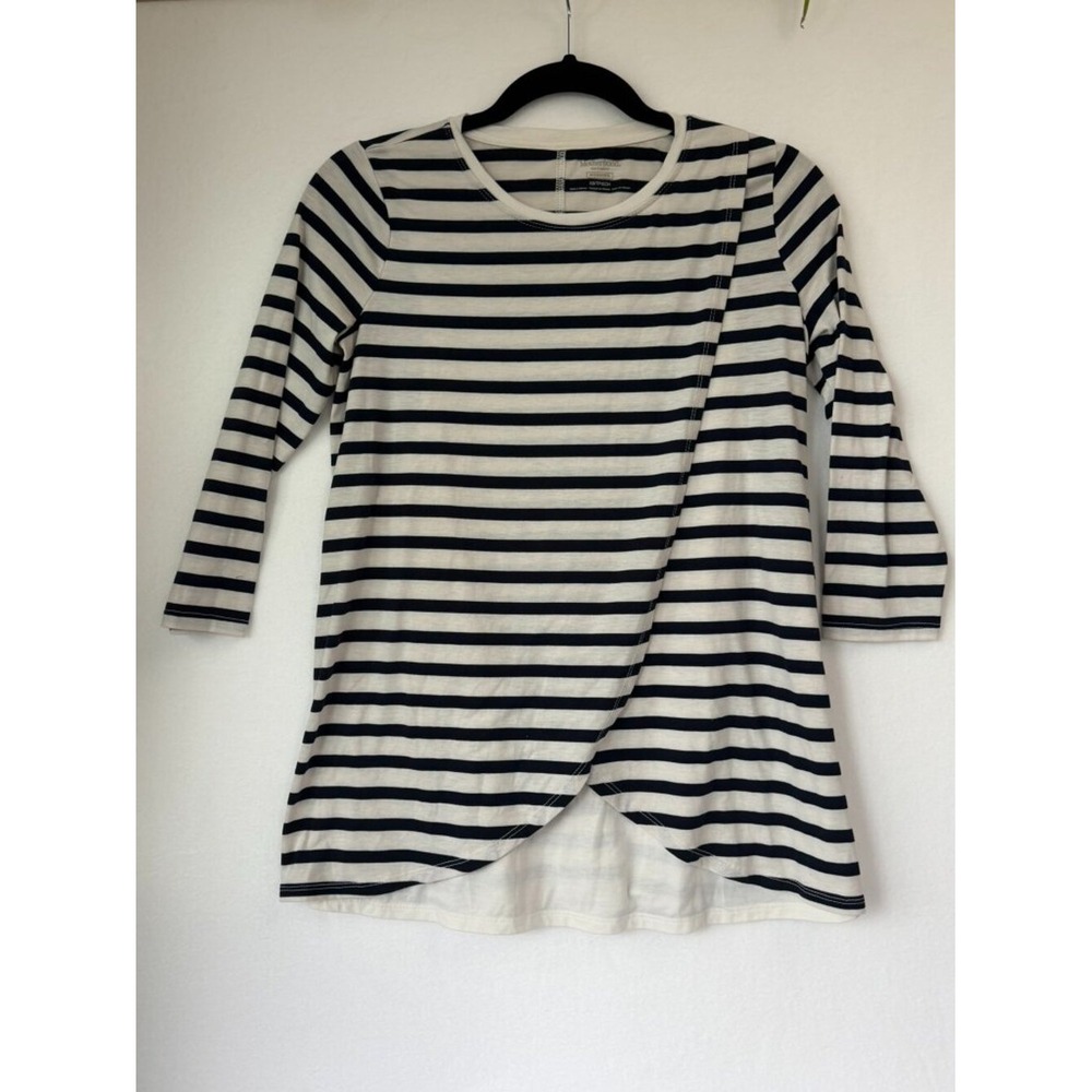 Motherhood Maternity Navy White Long Sleeve Nursing Top XS Breastfeeding Shirt
